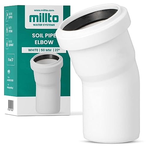Millto™ Kunststoff Bogen 50x50 mm 22º Rohrbogen Abwasser Installation PP-Bogen Abwassersysteme Abflussrohr Anschluss Kanalisationsrohr Sanitärverbinder Armaturen für Entwässerungssysteme von Millto