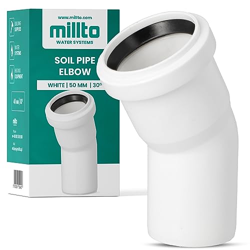 Millto™ Kunststoff Bogen 50x50 mm 30º Rohrbogen Abwasser Installation PP-Bogen Abwassersysteme Abflussrohr Anschluss Kanalisationsrohr Sanitärverbinder Armaturen für Entwässerungssysteme von Millto