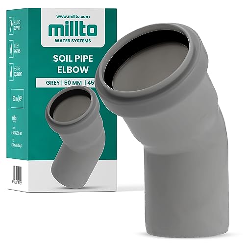 Millto™ Kunststoff Bogen 50x50 mm 45º PP-Bogen Abwasser Installation Rohrbogen Abwassersysteme Abflussrohr Anschluss Kanalisationsrohr Sanitärverbinder Armaturen für Entwässerungssysteme von Millto