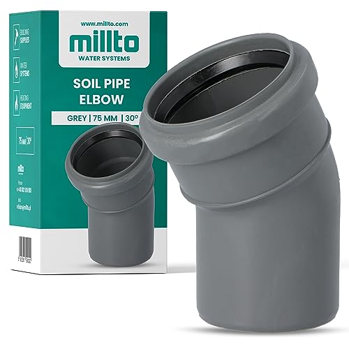 Millto™ Kunststoff Bogen 75x75 mm 30º PP-Bogen Abwasser Installation Rohrbogen Abwassersysteme Abflussrohr Anschluss Kanalisationsrohr Sanitärverbinder Armaturen für Entwässerungssysteme von Millto