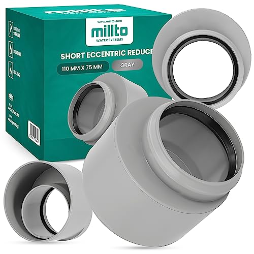 Millto™ Reduzierstück 110x75mm Kurze Grau Rohrreduzierung Reduziermuffe Reduzierung Abwasserrohrreduzierstück Wasserleitungsadapter Abwassersysteme PP Rohrverbinder Rohrverschraubung Reduktion von Millto