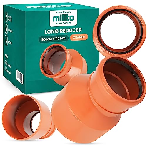 Millto™ Reduzierstück 160x110 mm Orange Rohrreduzierung Reduziermuffe Reduzierung Abwasserrohrreduzierstück Wasserleitungsadapter Abwassersysteme PP Rohrverbinder Rohrverschraubung Reduktion von Millto