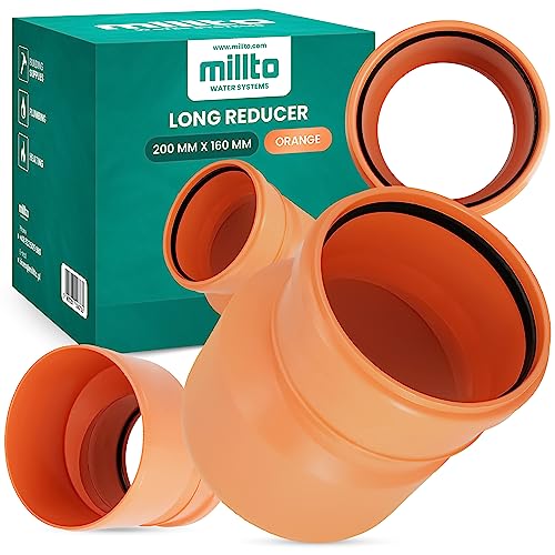 Millto™ Reduzierstück 200x160 mm Orange Rohrreduzierung Reduziermuffe Reduzierung Abwasserrohrreduzierstück Wasserleitungsadapter Abwassersysteme PP Rohrverbinder Rohrverschraubung Reduktion von Millto
