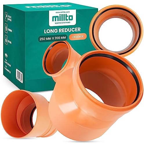 Millto™ Reduzierstück 250x200 mm Orange Rohrreduzierung Reduziermuffe Reduzierung Abwasserrohrreduzierstück Wasserleitungsadapter Abwassersysteme PP Rohrverbinder Rohrverschraubung Reduktion von Millto