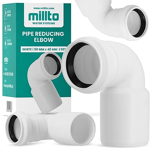 Millto™ Reduzierstück Bogen 50x40 mm 90º Weiß Rohrbogen Abfluss Abwasserkanalisation Sanitärrohrbogen Abflussrohrverbinder Abflussrohrkrümmer Kanalisationssysteme Polypropylen von Millto