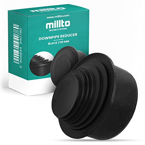 Millto™ Reduzierstück Reduzierverbinder Ø 110 mm DN 100 Schwarz Mehrstufig Ø 63-100 mm Reduzierstück Adapter Fallrohrfilter | Reduktion Rohrreduzierung Übergang Rinnenfallrohr Minderer von Millto