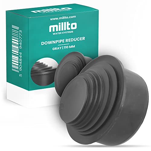 Millto™ Reduzierstück Reduzierverbinder Ø 110 mm DN 100 Grau Mehrstufig Ø 63-100 mm Reduzierstück Adapter Fallrohrfilter | Reduktion Rohrreduzierung Übergang Rinnenfallrohr Minderer von Millto