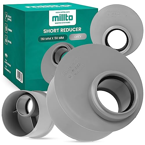 Millto™ Reduzierstück110x50mm Kurze Grau Rohrreduzierung Reduziermuffe Reduzierung Abwasserrohrreduzierstück Wasserleitungsadapter Abwassersysteme PP Rohrverbinder Rohrverschraubung Reduktion von Millto