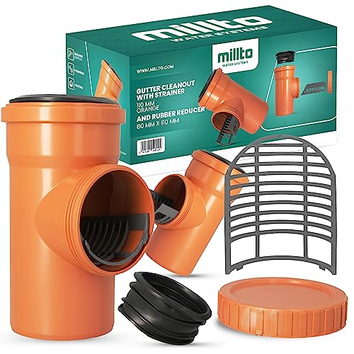 Millto™ Regenrohfilter Sieb Gummireduktion 80 x 110mm Fallrohrfilter Dachrinne Dachrinnenspülsystem Laubfänger Dachrinnensieb Abflusssystem Orange Dachrinnenzubehör Regenwasserfilter von Millto