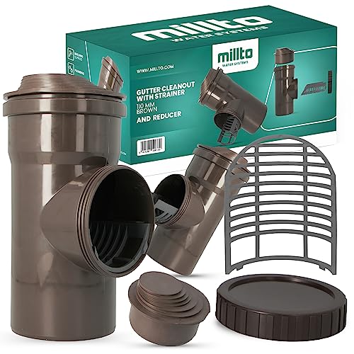 Millto™ Regenrohfilter Sieb Mehrstufige Reduktion 110mm Fallrohrfilter Dachrinne Dachrinnenspülsystem Laubfänger Dachrinnensieb Abflusssystem Braun Dachrinnenzubehör Regenwasserfilter Dachrinnenschutz von Millto