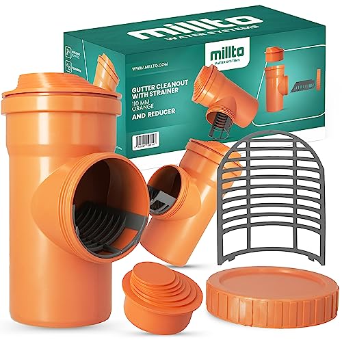 Millto™ Regenrohfilter Sieb Mehrstufige Reduktion 110mm Fallrohrfilter Dachrinne Dachrinnenspülsystem Laubfänger Dachrinnensieb Abflusssystem Orange Dachrinnenzubehör Regenwasserfilter von Millto