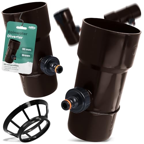 Millto™ Regensammler Dachrinnenablauf für Regentonne DN Ø90 mm 1 AG Schwarz | Wasserfänger Wassersammler Regenwasser Fallrohr Regenwassersammler Fallrohrfilter Anschluss für Schnellkupplung von Millto