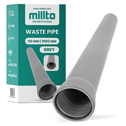 Millto™ Rohr Abwasserrohr Kanalisationsrohr 110 mm x 1000 mm Grau Kanalrohr Abflussrohr mit Gummidichtung Kanalrohrsystem Heißwasser Chemische Beständigkeit Abwasser von Millto