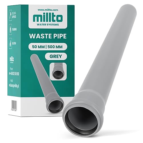 Millto™ Rohr Abwasserrohr Kanalisationsrohr 50 mm x 500 mm Grau Kanalrohr Abflussrohr mit Gummidichtung Kanalrohrsystem Heißwasser Chemische Beständigkeit Abwasser von Millto