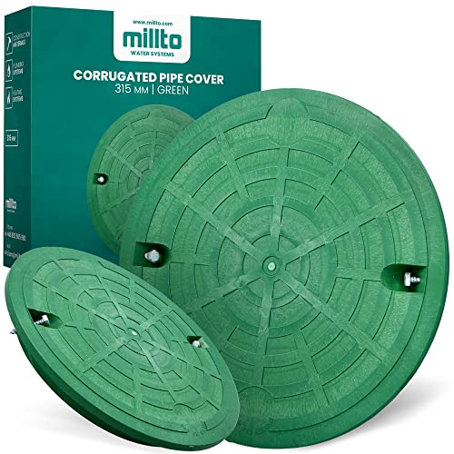 Millto™ Schachtabdeckung Kunststoff Rund Ø DN315 Grün PP Kanaldeckel Schachtdeckel | Abflusssteigrohr Rohr Deckel Zisternendeckel Kl.A15 | Belastung bis 1,5 t Abdeckung gewelltes von Millto