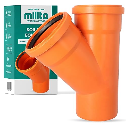 Millto™ T-Stück Kanalisationsrohr 110x110x110 45º Fitting Verbinder Abwasserrohr Verbindung Sanitärsystem-Fittings Entwässerungsverbinder Polypropylen Abwasserkanalisation Kanalisationsanschluss von Millto