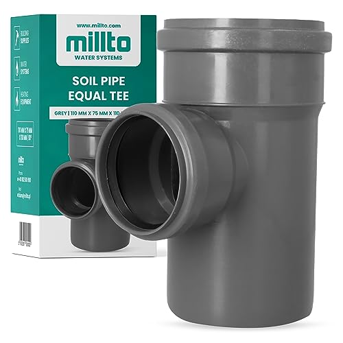 Millto™ T-Stück Kanalisationsrohr 110x75x110 90º Fitting Verbinder Abwasserrohr Verbindung Sanitärsystem-Fittings Entwässerungsverbinder Polypropylen Abwasserkanalisation Kanalisationsanschluss von Millto