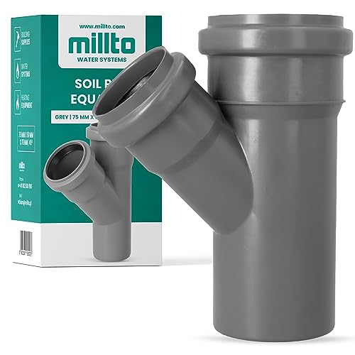 Millto™ T-Stück Kanalisationsrohr 75x50x75 45º Fitting Verbinder Abwasserrohr Verbindung Sanitärsystem-Fittings Entwässerungsverbinder Polypropylen Abwasserkanalisation Kanalisationsanschluss von Millto