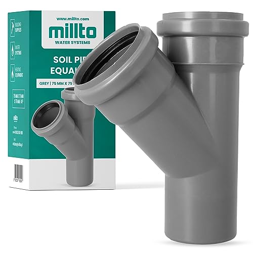 Millto™ T-Stück Kanalisationsrohr 75x75x75 67º Fitting Verbinder Abwasserrohr Verbindung Sanitärsystem-Fittings Entwässerungsverbinder Polypropylen Abwasserkanalisation Kanalisationsanschluss von Millto