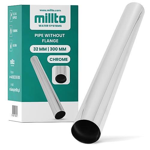 Millto™ Tauchrohr Bördelrohr Röhrensiphon 32 mm 300 mm Chrom Waschbecken Verlängerung Verstellrohr Flaschensiphon Waschtisch von Millto