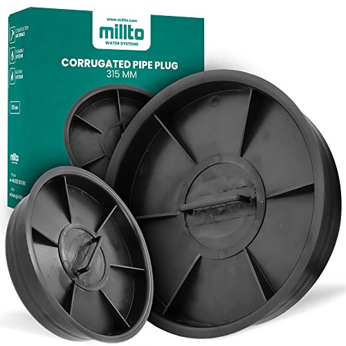 Millto™ Unterer Schachtdeckel Wellrohr Haltbarer Deckel Kanalisation Entwässerungssystem Rund 315 mm Solid Cap Kl. A15 Polypropylen von Millto