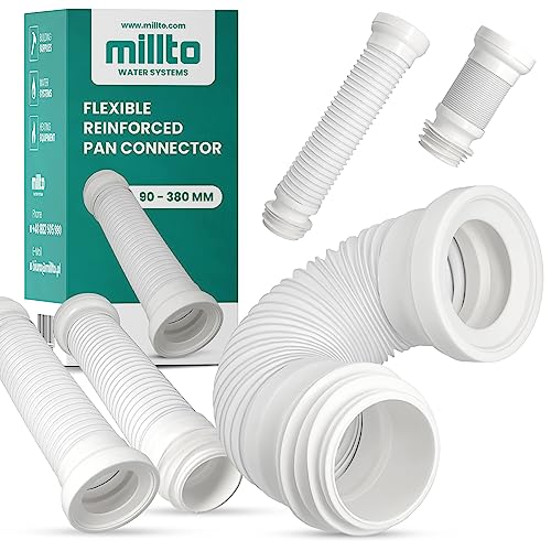 Millto™ WC Anschluss Flexibler Toilettenanschluss Verstärkt 90-380mm Rohrabfluss Ausziehbarer Universeller Klosettbeckenanschluss Verbindungsstück Sanitäranschlüsse Abflussrohren von Millto
