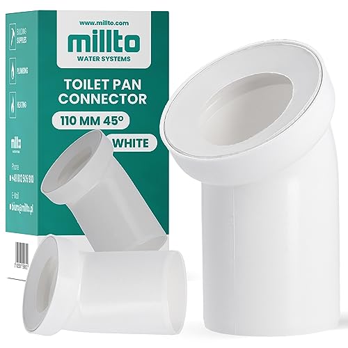 Millto™ WC-Anschlussbogen 110mm 45º Rohrbogen Abflussrohr Toilettenanschluss Toilettenbodenverbinder Polypropylen Abflusssystemen WC-Anschluss Weiß Verbindung für Toilette von Millto