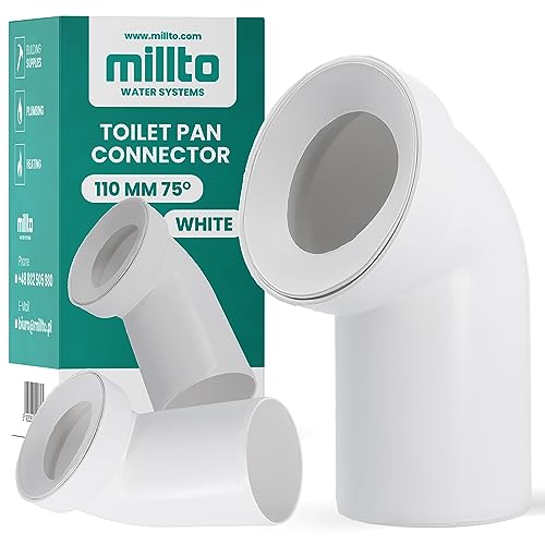 Millto™ WC-Anschlussbogen 110mm 75º Rohrbogen Abflussrohr Toilettenanschluss Toilettenbodenverbinder Polypropylen Abflusssystemen WC-Anschluss Weiß Verbindung für Toilette von Millto