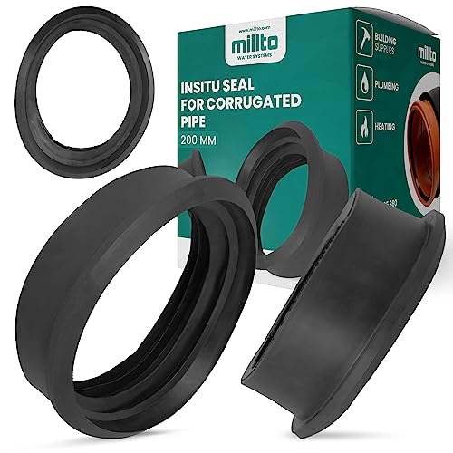Millto™ Wellrohrdichtung 200 mm Dichtung für Kanalisationsrohr Wellrohr Gummidichtung Gummi Dichtungsring Lippendichtring Kanalisationsrohrdichtung Rohrabdichtung in Kernbohrung von Millto