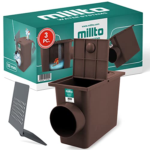 Millto 3X Regensinkkasten mit Sieb 110mm Regenwasserablauf Dachrinnenablauf Hofablauf Entwässerung Abflusstrichter Gully Siphon Gechteckiger Kontrollschacht Rückstauverschluß Geruchsklappe Millto 3X Regensinkkasten mit Sieb 110mm Regenwasserablauf Dachrinnenablauf Hofablauf Entwässerung Abflusstrichter Gully Siphon Gechteckiger Kontrollschacht Rückstauverschluß Geruchsklappe von Millto