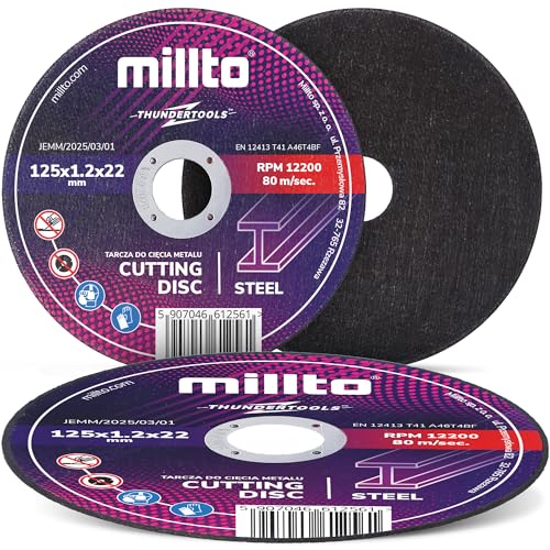 Millto Trennscheibe Metalltrennscheibe 125x1,2 mm Stahl Edelstahl Metall Blech für Winkelschleifer Schneidewerkzeug Metallbearbeitung Präzisen Schnitten Hohe Qualität Millto Trennscheibe Metalltrennscheibe 125x1,2 mm Stahl Edelstahl Metall Blech für Winkelschleifer Schneidewerkzeug Metallbearbeitung Präzisen Schnitten Hohe Qualität von Millto
