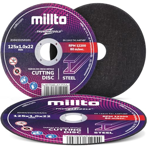 Millto Trennscheibe Metalltrennscheibe 125x1 mm Stahl Edelstahl Metall Blech für Winkelschleifer Schneidewerkzeug Metallbearbeitung Präzisen Schnitten Hohe Qualität Millto Trennscheibe Metalltrennscheibe 125x1 mm Stahl Edelstahl Metall Blech für Winkelschleifer Schneidewerkzeug Metallbearbeitung Präzisen Schnitten Hohe Qualität von Millto