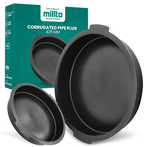 Millto™ Unterer Schachtdeckel Wellrohr Haltbarer Deckel Kanalisation Entwässerungssystem Rund 425 mm Solid Cap Kl. A15 Polypropylen von Millto