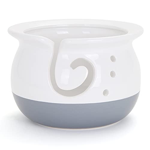 Milltown Merchants Weiße Garnschale – Artisan Keramikgarnhalter – ideal zum Stricken, Häkeln und Aufbewahren von Milltown Merchants