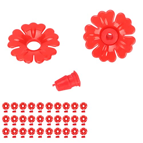 Milltrip 30er-Pack Ersatz-Nektaranschlüsse für Kolibri-Futterspender, Blumenförmige Fütterungsadapter (Rot) von Milltrip