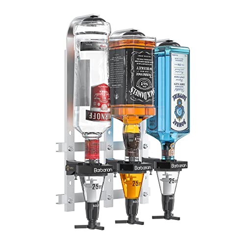 Barbarian 3/4/6 Flaschenoptik für Spirituosen - Bar Butler 25ml Shot Messung Halterung Alkohol getränkespender getränkeportionierer flaschenhalter Wand Männerhöhle (3 Bottle) von MillyAnne London