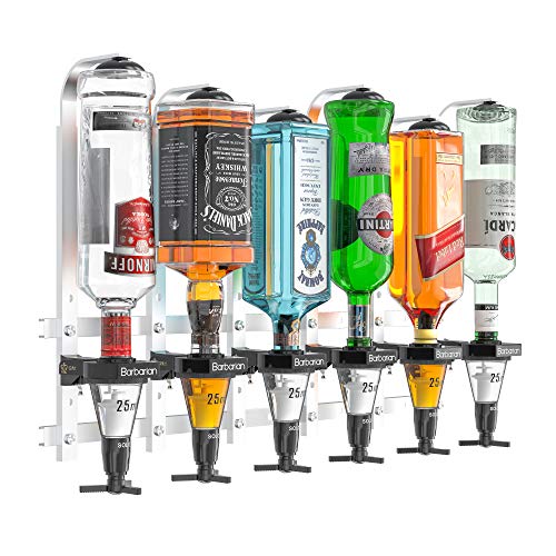 Barbarian 3/4/6 Flaschenoptik für Spirituosen - Bar Butler 25ml Shot Messung Halterung Alkohol getränkespender getränkeportionierer flaschenhalter Wand Männerhöhle (6 Bottle) von MillyAnne London