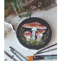 Rundes Leinwandbild Mit Pilzen Fliegenpilzen von MiloThings