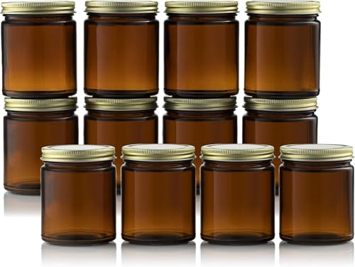 12 Stück Vorratsdosen Glas Set, 237 ml Braungläser mit Gewinde und dicht schließendem Aludeckel für Aufbewahrung Nüsse Müsli Kräuter Gewürze, Perfekt für DIY Kerzen, Cremes 12 Stück Vorratsdosen Glas Set, 237 ml Braungläser mit Gewinde und dicht schließendem Aludeckel für Aufbewahrung Nüsse Müsli Kräuter Gewürze, Perfekt für DIY Kerzen, Cremes von Miloll