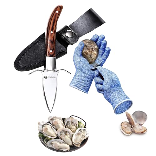 Austernmesser, Austernöffner mit Handschutz,Oyster Knife Set,Austernmesser Und Handschuh,Oyster öffner für Muscheln, Meeresfrüchte, Werkzeuge von Miloll
