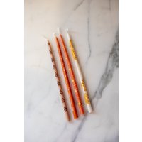 Handbemalte Mini Spitzkerzen Boho Wohndekor, 4Er Set von MilosCreativeGoods