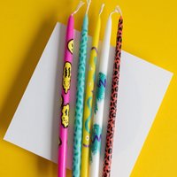 Handbemalte Mini Spitzkerzen 90Er Jahre Inspiriert 4Er Set von MilosCreativeGoods