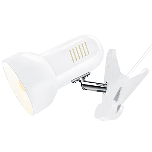 Milpoel Klemmleuchte, Verstellbare Schreibtischlampe mit E27-Fassung, Klemmlampe für Lesen im Bett, Arbeiten und Lernen, Schlankes und Leichtes Design (Weiß) von Milpoel
