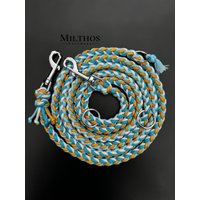 2, 5M Hundeleine | Größe M Aus Paracord Apricot Orange Babyblau Hellblau Weiß Silber Für Mittlere Und Größere Hunde von Milthos