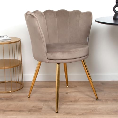 Milton & Oldbrook Samt Esszimmerstuhl Andria, Beige von Milton & Oldbrook