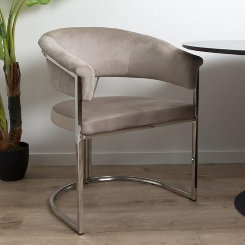 Milton & Oldbrook Velvet Esszimmerstuhl Valletta, Taupe – Silber von Milton & Oldbrook