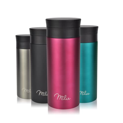 Milu Edelstahl Thermobecher to go - 350ml, 450ml - 100% Auslaufsicher – Trinkbecher, Teeflasche Thermosflasche Autobecher doppelwand Isolierung - 360°-Trinköffnung (Berry, 350ml) von Milu