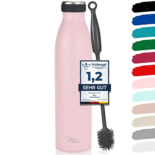 Milu Edelstahl Trinkflasche 350ml, 500ml, 750ml, 1000ml, 1.5L – Thermosflasche, Isolierte Wasserflasche, Auslaufsichere Isolierflasche doppelwandig, Kohlensäure geeignet (Rosa, 1500ml) von Milu