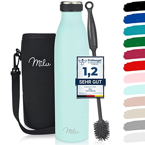 Milu Thermoflasche 350ml 500ml 750ml 1L 1,5L Isolierte Edelstahl Trinkflasche, Thermoskanne Auslaufsichere Isolierflasche doppelwandig für heiße und kalte Getränke, Kohlensäure geeignet (Mint, 750ml) von Milu