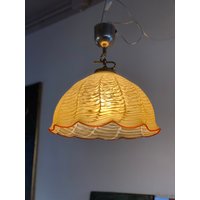 Mid Century Xl Murano Glas Pendelleuchte Muranoglas Deckenlampe Swirling Deckenleuchte Kronleuchter Gelb Licht von MilunaCoVintage